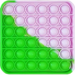 Push pop it Bubble Fidget Toy Stress Reliever rainbow colours Square Green and Pin