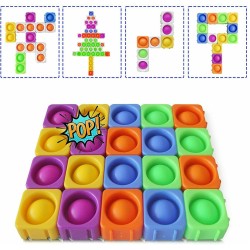 9Pcs Big Pops Fidget Sensory Toys,DIY Pop to It Bubble Building Blocks, Splicing Stress Reliever Toy,Educational Bubble Blocks for Kids,Playset and Learning Toy