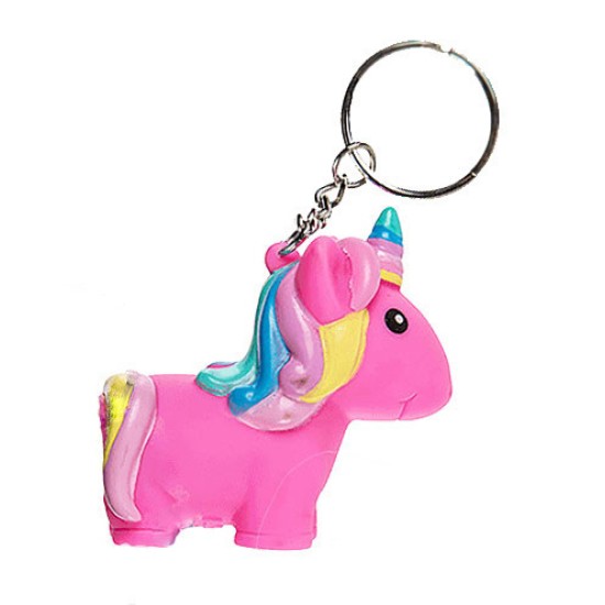Μπρελόκ 3D λαστιχένιο Ροζ Unicorn with Keychain