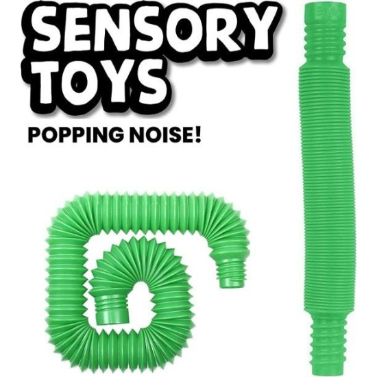 Pull and Pop Tube Sensory Fidget Toy for Kids Green