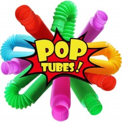 Pull and Pop Tube Sensory Fidget Toy for Kids Pink