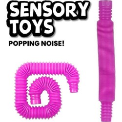 Pull and Pop Tube Sensory Fidget Toy for Kids Pink