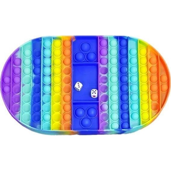 Pop it Bubble Fidget Toy Stress Reliever Rainbow Colours SUPER ΓΙΓΑΣ Επιτραπέζιο Μπάσκετ με Ζάρια