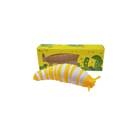 Fidget Finger Slug Κίτρινο/Λευκό Παιχνίδι Σαλιγκάρι