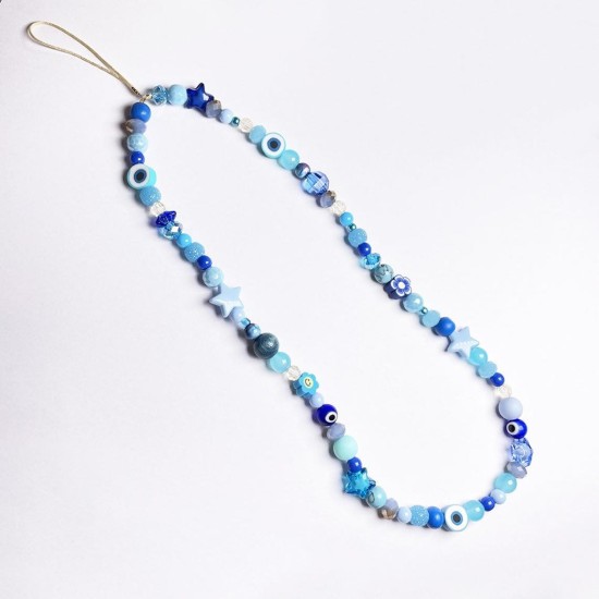 Διακοσμητικό Λουράκι με Χάντρες Fashion Jewelry για κινητό - μπλε χάντρες M219