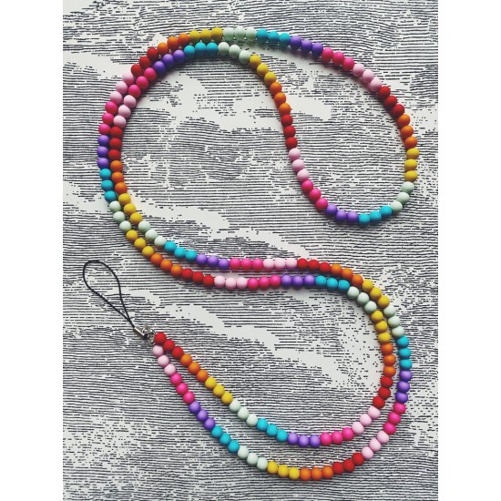 Διακοσμητικό Λουράκι με Χάντρες Fashion Jewelry για κινητό - πολύχρωμες χάντρες M208