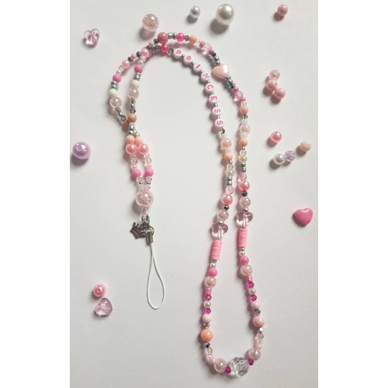 Διακοσμητικό Λουράκι με Χάντρες Fashion Jewelry για κινητό - πολύχρωμες χάντρες - Princess M216