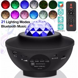 Περιστρεφόμενο Φωτιστικό Δωματίου με Projector Galaxy Star Projector Ocean Wave LED με 21 σχέδια Starry Projector Light