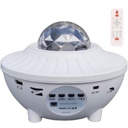 Περιστρεφόμενο Φωτιστικό Δωματίου με Projector Galaxy Star Projector Ocean Wave LED με 21 σχέδια Starry Projector Light Ασπρο