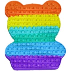 Pop it Bubble Fidget Toy Stress Reliever Rainbow Colours SUPER ΓΙΓΑΣ Αρκουδάκι 