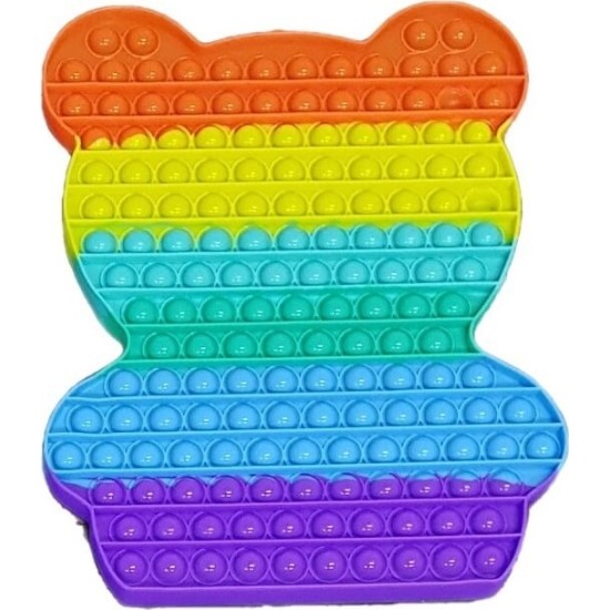Pop it Bubble Fidget Toy Stress Reliever Rainbow Colours SUPER ΓΙΓΑΣ Αρκουδάκι