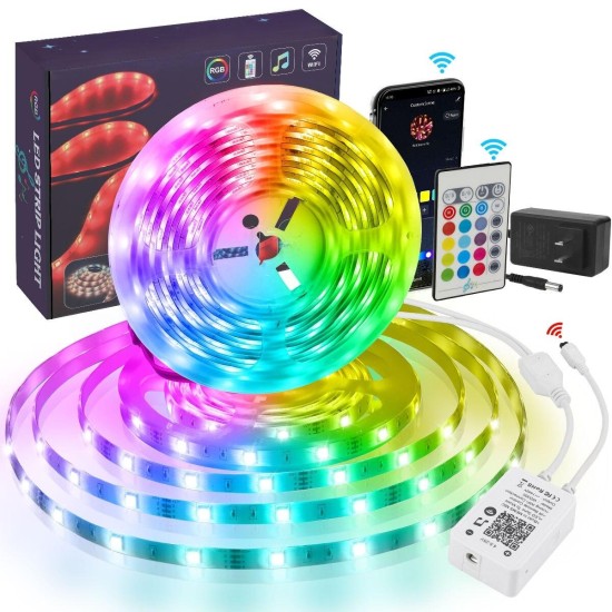 WD300 Αδιάβροχη Ταινία LED Τροφοδοσίας 12V RGB Μήκους 5m και 30 LED ανά Μέτρο Σετ με Τηλεχειριστήριο και Τροφοδοτικό