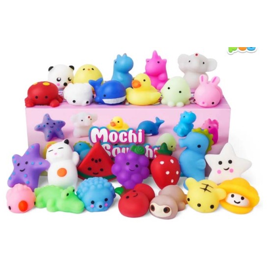 Mochi Squishy Toys for Kids Mini Kawaii Squishies Fidget Toys Animals & Fruit Stress Relief