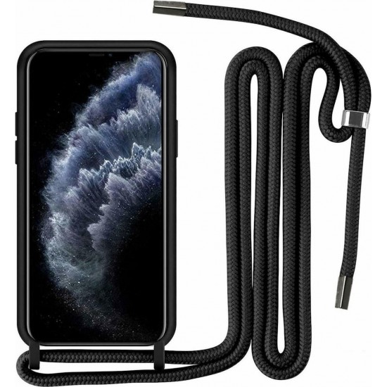 Back Cover Σιλικόνης με Λουράκι Μαύρο (Galaxy A51)