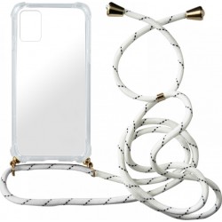 Back Cover Σιλικόνης με Λουράκι Άσπρο-Μαύρο (Galaxy A51)
