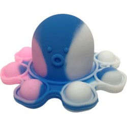 Pop it Fidget Toy Stress Reliever mini μπρελόκ Χταπόδι Άσπρο-Γαλάζιο