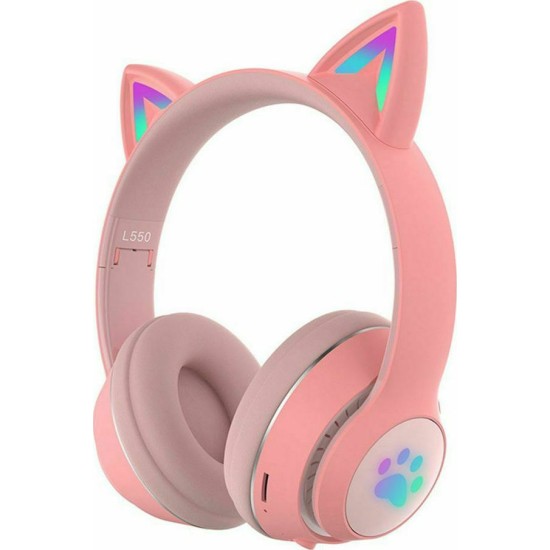 L550 Ασύρματα Bluetooth Παιδικά On Ear Ακουστικά με 9 ώρες Λειτουργίας Ροζ