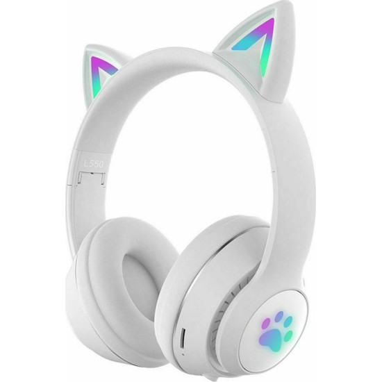L550 Ασύρματα Bluetooth Παιδικά On Ear Ακουστικά με 9 ώρες Λειτουργίας Λευκά