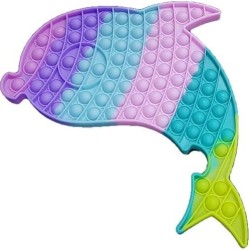 Push pop it Bubble Fidget Toy Stress Reliever Rainbow colours Δελφίνι Γίγας