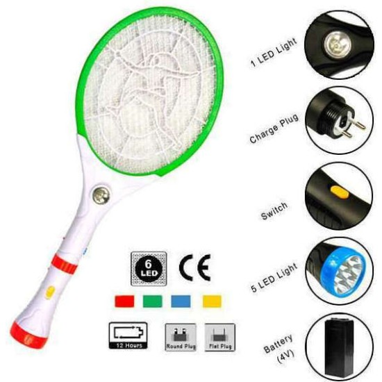 Ρακέτα για Κουνούπια & Διπλός Φακός Λευκό - Κόκκινο