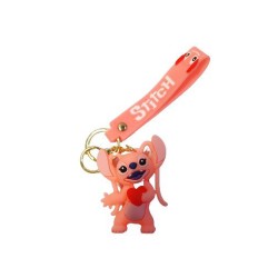 3D Μπρελόκ Σιλικόνης Stitch pink Angel heart 8 εκ.