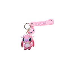3D Μπρελόκ Σιλικόνης Stitch - Pink Angel 8 εκ.