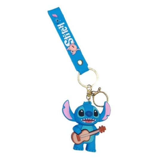 3D Μπρελόκ Πορτοφόλι μπλε σιλικόνης Stitch Guitar