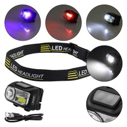 Επαναφορτιζόμενος Φακός Κεφαλής LED Λευκού Φωτισμού & Κόκκινο-Μπλε Strobe Andowl Q-TD208 – Μαύρο