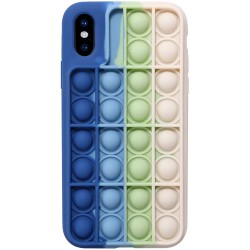 Pop It Phone Case iPhone iPhone X/XS- Fidget Toy and Sensory Push Pop Bubble Case Blue/White (oem)