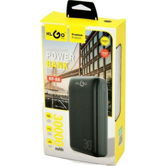 Power Bank KLGO KP-88 DUAL USB TYPE C 30000MAH Μαύρο