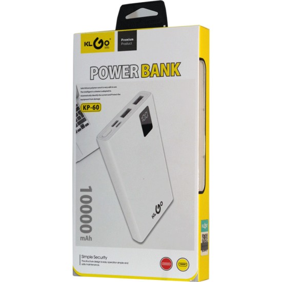 Power Bank KLGO KP-60 DUAL USB TYPE C 10000MAH λευκό