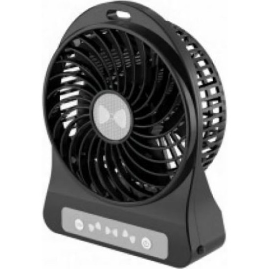 Φορητός Επαναφορτιζόμενος μίνι USB Ανεμιστήρας 4.5W &amp φακός LED - Μαύρος