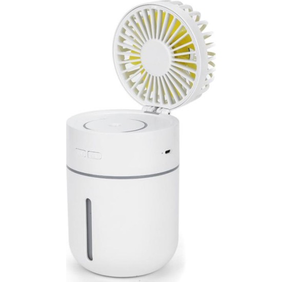 Επαναφορτιζόμενος Αθόρυβος USB Ανεμιστήρας - Υγραντήρας - Αρωματοθεραπεία 3 σε 1 με Αισθητήρα Λειτουργίας - Mini Humidifier Fan
