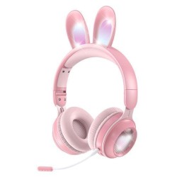 Rabbit Ear KE-01 Ασύρματο On Ear Gaming Headset με σύνδεση Bluetooth Ροζ 