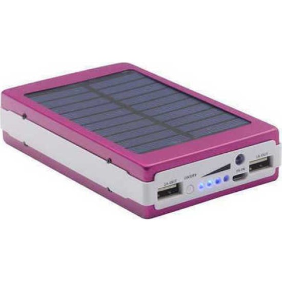Power bank με ηλιακό φορτιστή και φακός 20 Led Solar 20000mAh μοβ Eboot ES20000