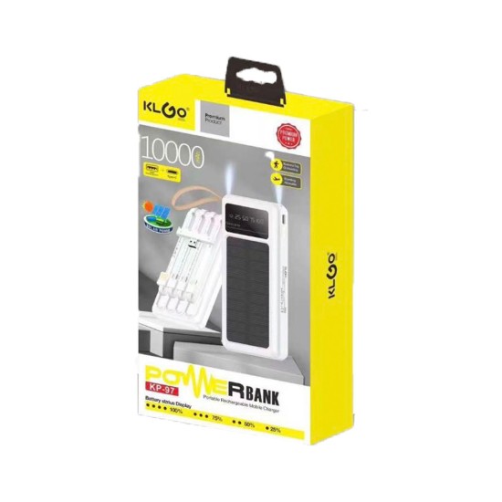 KLGO KP-97 Ηλιακό Power Bank 10000mAh Λευκό