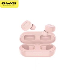Awei T13 Pro Earbud Bluetooth Handsfree Ακουστικά με Αντοχή στον Ιδρώτα και Θήκη Φόρτισης - Ροζ