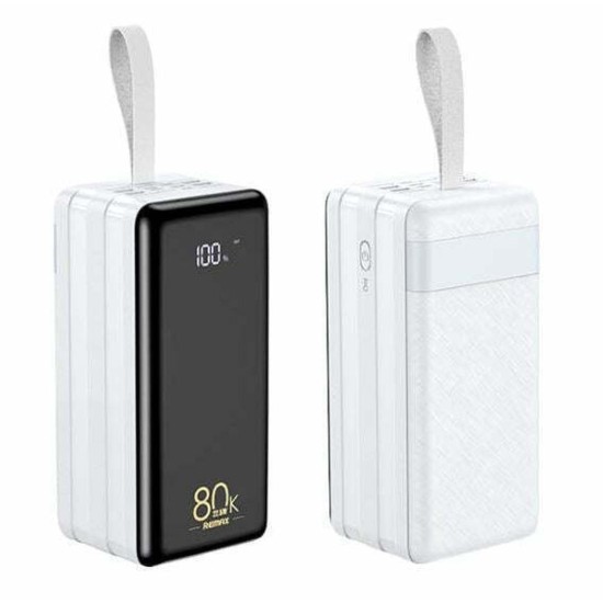 Remax RPP-291 Power Bank 80000mAh 22.5W με 2 Θύρες USB-A και Θύρα USB-C Power Delivery Λευκό