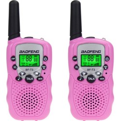 Baofeng BF-T3 x 2 pcs Walkie Talkie LCD 8 Channel 3-5km Range Autoscan Ροζ