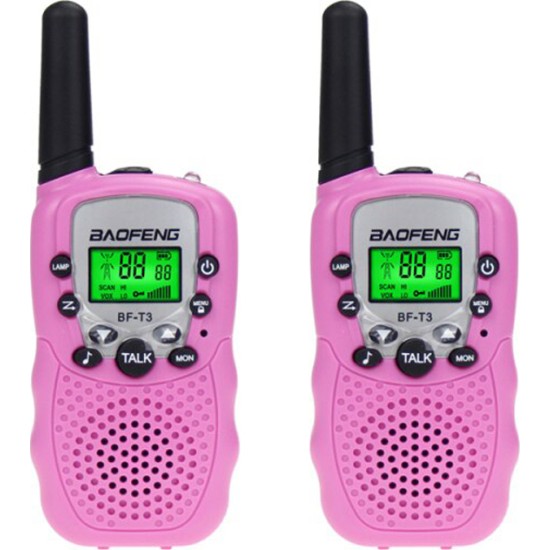 Baofeng BF-T3 x 2 pcs Walkie Talkie LCD 8 Channel 3-5km Range Autoscan Ροζ Baofeng BF-T3 x 2 pcs Walkie Talkie LCD 8 Channel 3-5km Range Autoscan Ροζ