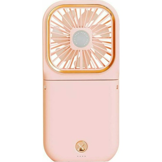 Mini fan, portable USB rechargeable folding fan, folding fan with three wind speeds, folding mobile phone holder. 3000 mAh power supply provides emergency charging for the device (Pink)
