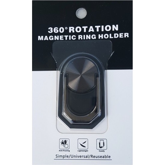 Universal 360 Rotation Magnetic Finger Ring Holder and Stand for Smartphone Tablet in Black (oem)