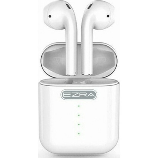 Ezra TWS-09 Earbud Bluetooth Handsfree Ακουστικά με Θήκη Φόρτισης Λευκά - Ezra
