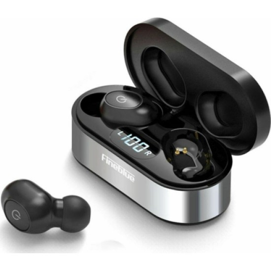 Fineblue AIR-55 In-ear Bluetooth Handsfree Ακουστικά με Θήκη Φόρτισης Μαύρα
