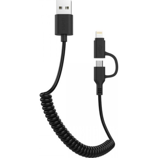 Awei CL-53 FastCharger Cable MicroUsb-Lightning 2.4A 2in1 Black 1m Awei CL-53 FastCharger Cable MicroUsb-Lightning 2.4A 2in1 Black 1m