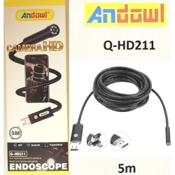 Αδιάβροχη κάμερα ενδοσκόπιο 5m USB 6LED Q-HD211 ANDOWL