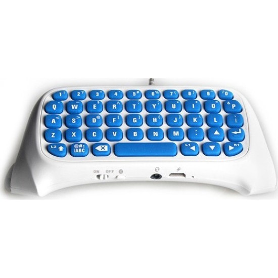 Ασύρματο Πληκτρολόγιο Bluetooth για PlayStation 4 - DOBE Wireless Keyboard Controller for PS4 White/Blue