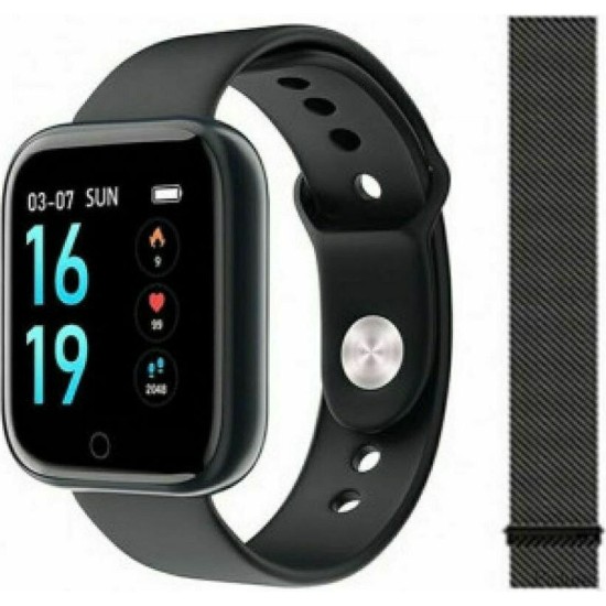 T80S Smartwatch με Παλμογράφο (Μαύρο)