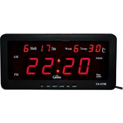 Ψηφιακή Πινακίδα Ρολόι Θερμόμετρο LED DIGITAL CLOCK 2158
