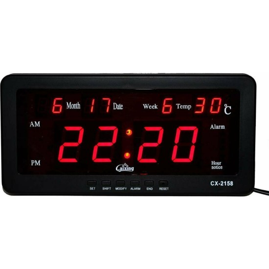 Ψηφιακή Πινακίδα Ρολόι Θερμόμετρο LED DIGITAL CLOCK 2158